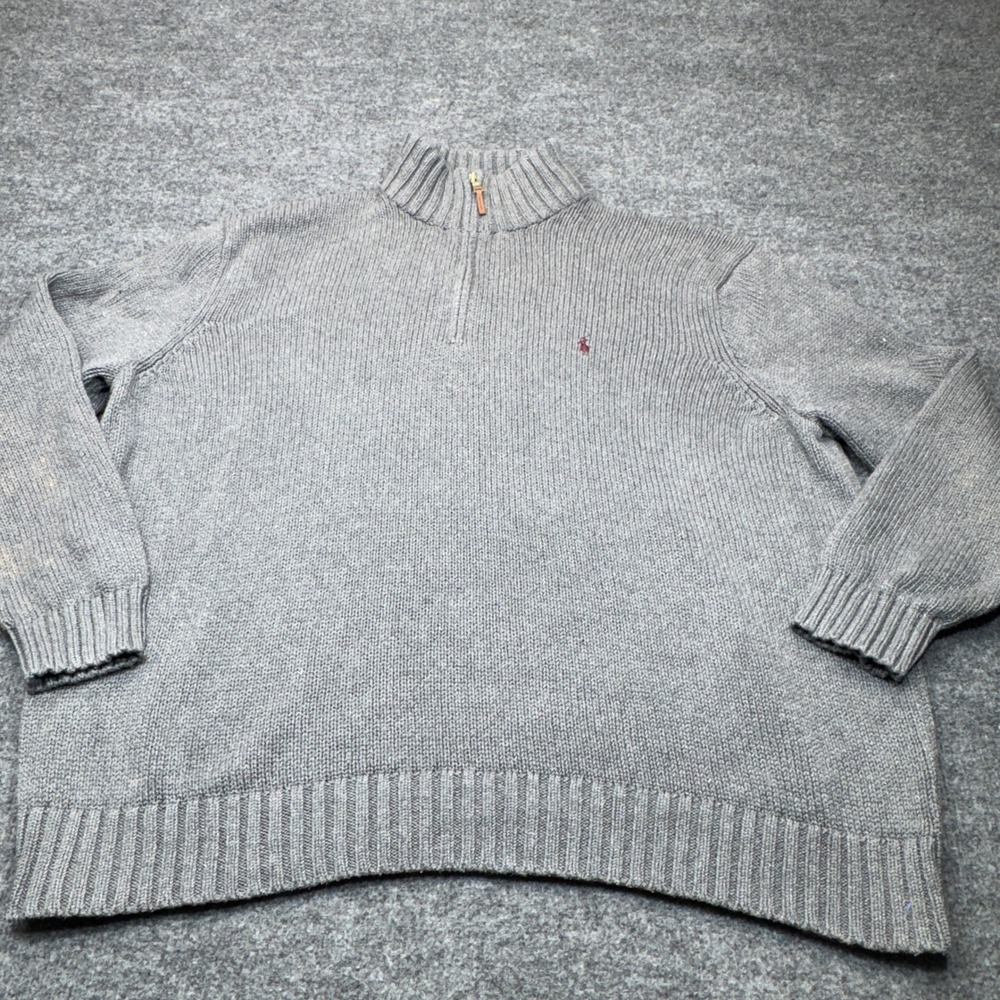 Polo Ralph Lauren Sweater Mens 4XB Big 1/4 Zip Heavy Cotton Ribbed Knit Pony